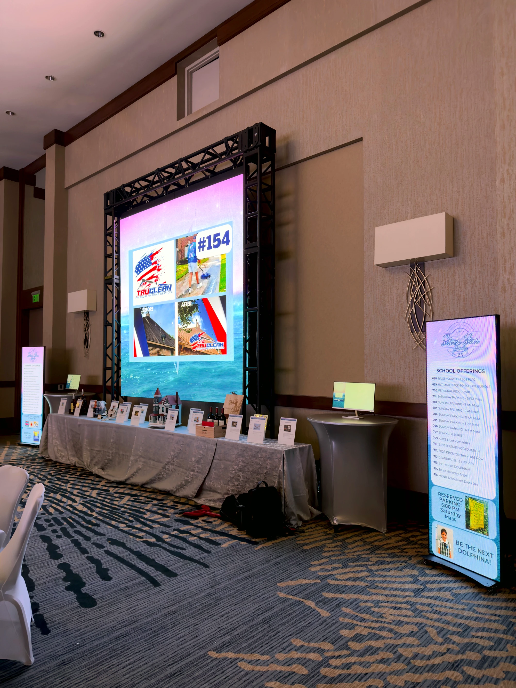 The live digital silent-auction display in the gala room